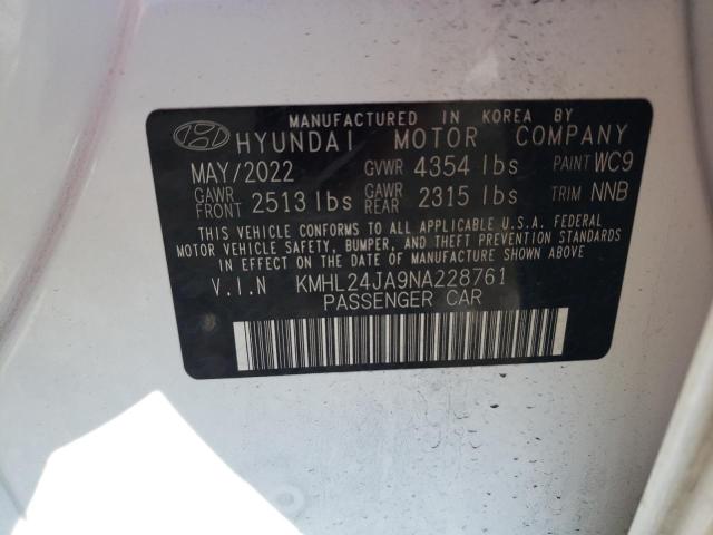 KMHL24JA9NA228761 - 2022 HYUNDAI SONATA SE WHITE photo 12