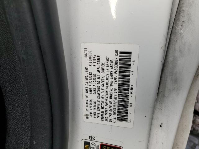 1HGCT1B72FA001076 - 2015 HONDA ACCORD EX WHITE photo 12