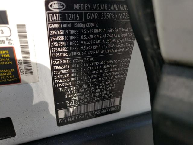 SALGS2KF1GA271975 - 2016 LAND ROVER RANGE ROVE HSE WHITE photo 14