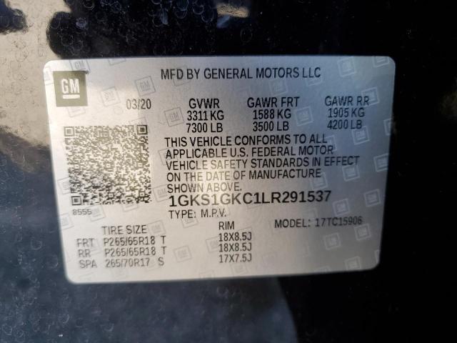 1GKS1GKC1LR291537 - 2020 GMC YUKON XL C1500 SLT BLACK photo 14