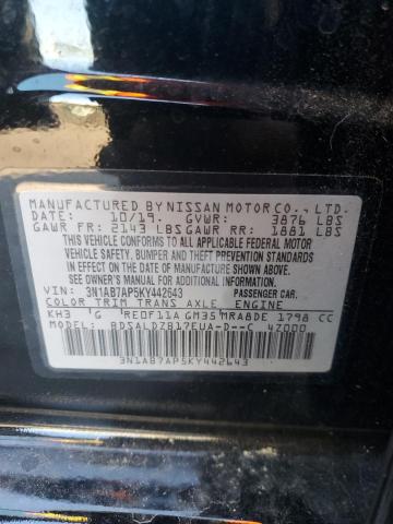 3N1AB7AP5KY442643 - 2019 NISSAN SENTRA S BLACK photo 12