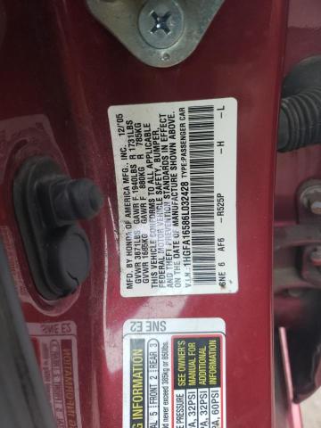 1HGFA16586L032428 - 2006 HONDA CIVIC LX RED photo 12