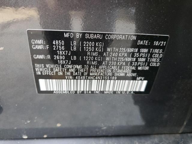 4S4BTANC4N3155189 - 2022 SUBARU OUTBACK LIMITED GRAY photo 13