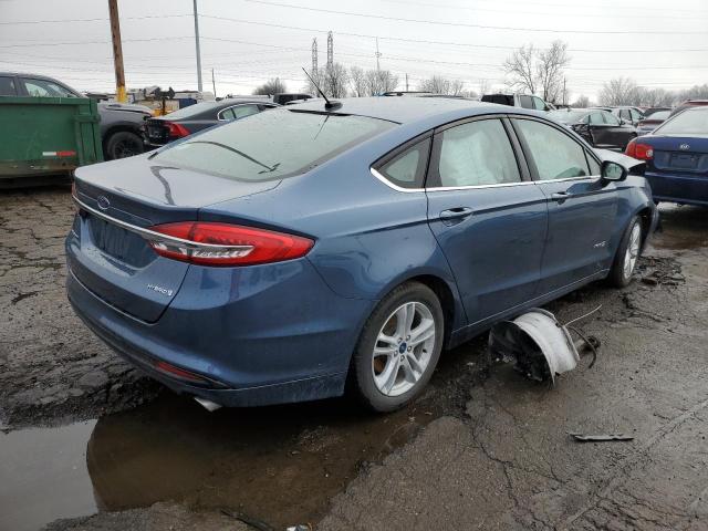 3FA6P0UU2JR259843 - 2018 FORD FUSION S HYBRID BLUE photo 3