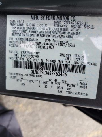 3LNDL2L36BR763486 - 2011 LINCOLN MKZ HYBRID GRAY photo 12