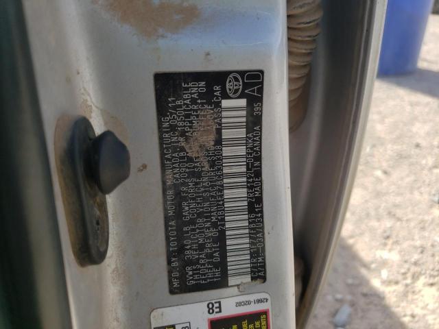 2T1BU4EE7BC630308 - 2011 TOYOTA COROLLA BASE SILVER photo 12