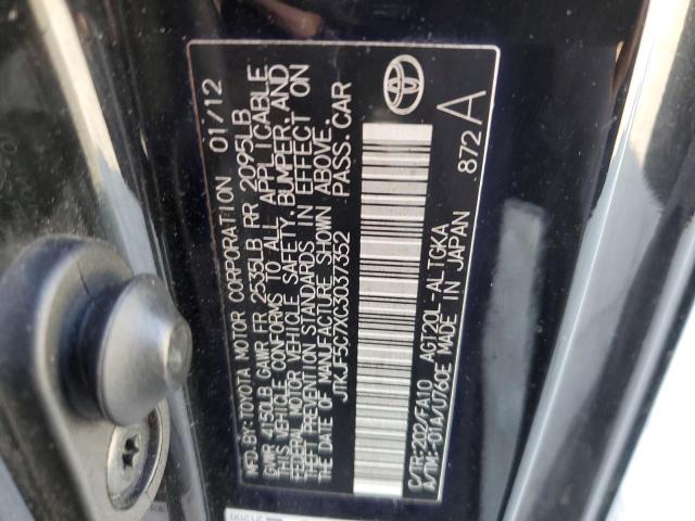 JTKJF5C7XC3037352 - 2012 TOYOTA SCION TC 黑色 照片 12