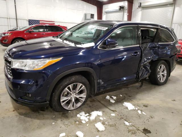 5TDJKRFH0ES020110 - 2014 TOYOTA HIGHLANDER XLE BLUE photo 1