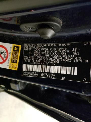 5TDJKRFH0ES020110 - 2014 TOYOTA HIGHLANDER XLE BLUE photo 13