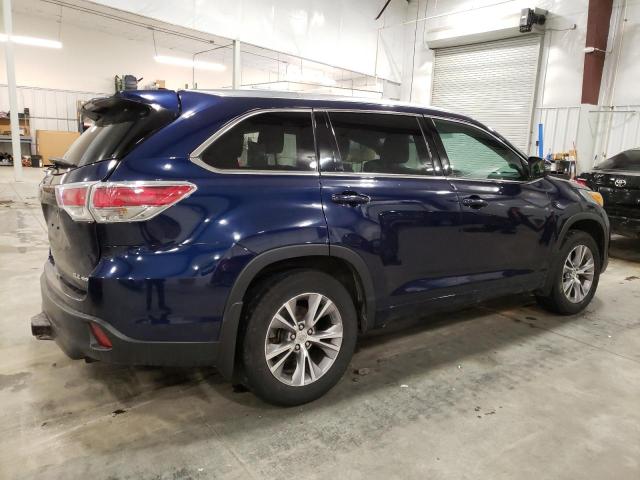 5TDJKRFH0ES020110 - 2014 TOYOTA HIGHLANDER XLE BLUE photo 3