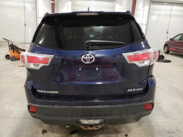 5TDJKRFH0ES020110 - 2014 TOYOTA HIGHLANDER XLE BLUE photo 6