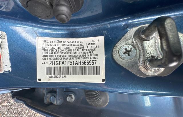 2HGFA1F51AH566957 - 2010 HONDA CIVIC LX BLUE photo 10