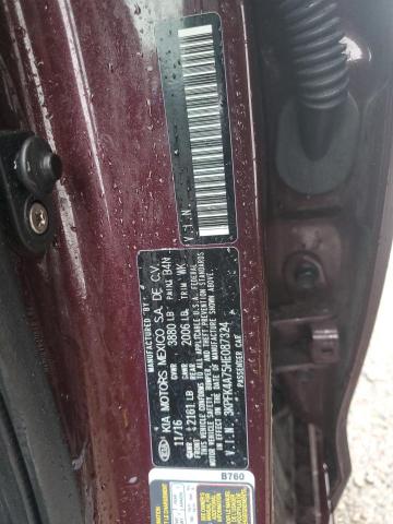 3KPFK4A75HE087324 - 2017 KIA FORTE LX MAROON photo 12