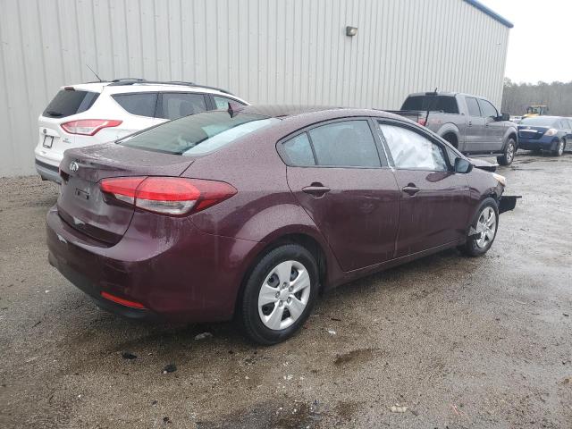 3KPFK4A75HE087324 - 2017 KIA FORTE LX MAROON photo 3