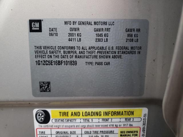 1G1ZC5E16BF101839 - 2011 CHEVROLET MALIBU 1LT 米色 照片 13