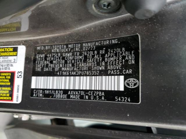 4T1K61AK3PU785352 - 2023 TOYOTA CAMRY XSE GRAY photo 12