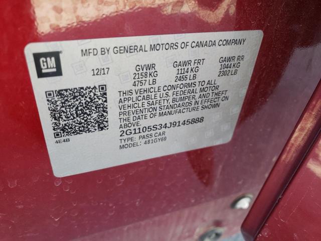 2G1105S34J9145888 - 2018 CHEVROLET IMPALA LT RED photo 12