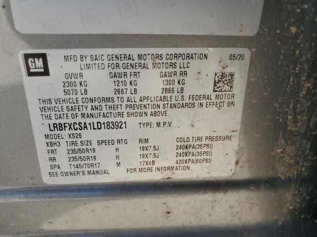 LRBFXCSA1LD183921 - 2020 BUICK ENVISION ESSENCE BLUE photo 14