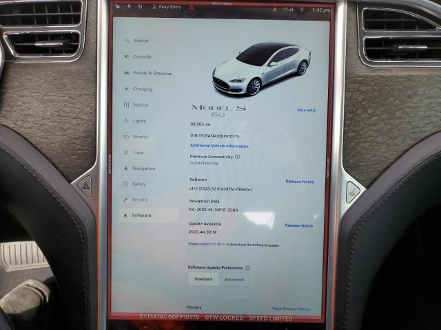 5YJSA1AC6DFP10175 - 2013 TESLA MODEL S თეთრი ფოტო 9