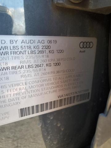 WA1AECF37K1077965 - 2019 AUDI Q3 PREMIUM GRAY photo 13