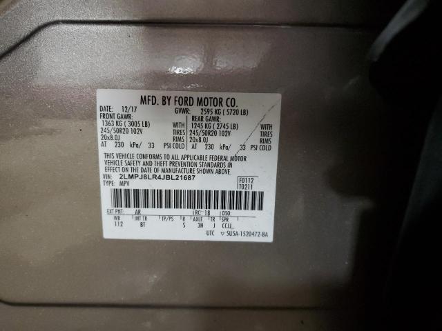 2LMPJ8LR4JBL21687 - 2018 LINCOLN MKX RESERVE رمادي صورة 13