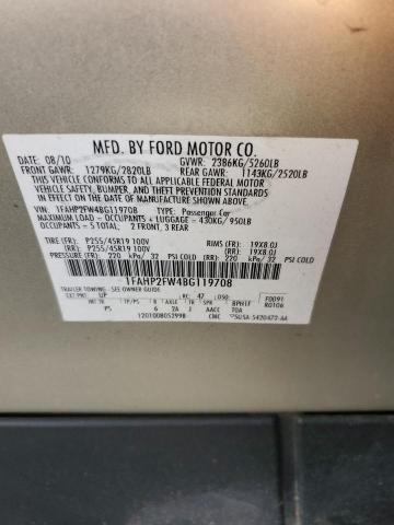 1FAHP2FW4BG119708 - 2011 FORD TAURUS LIMITED GOLD photo 12