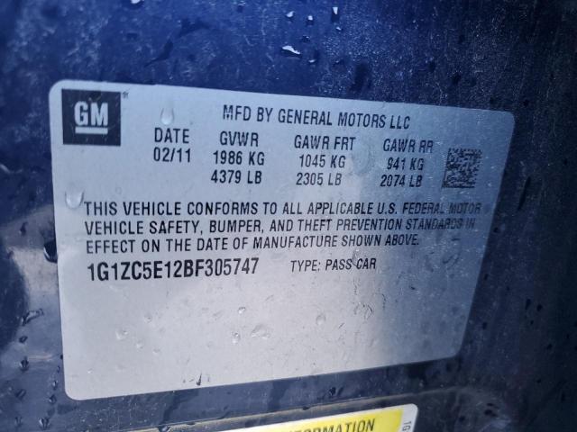 1G1ZC5E12BF305747 - 2011 CHEVROLET MALIBU 1LT ლურჯი ფოტო 12