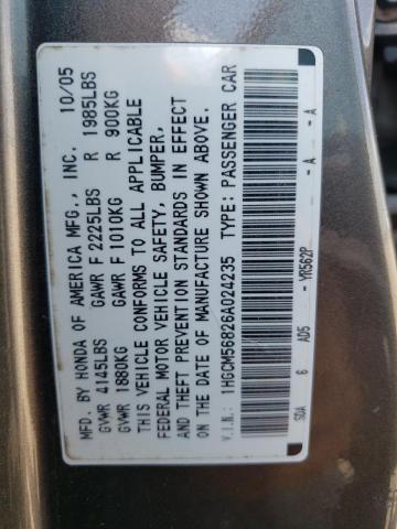 1HGCM56826A024235 - 2006 HONDA ACCORD EX CHARCOAL photo 13