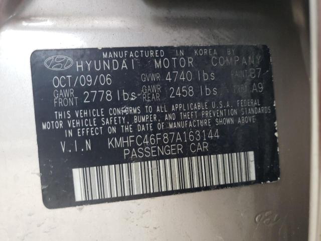 KMHFC46F87A163144 - 2007 HYUNDAI AZERA SE TAN photo 12