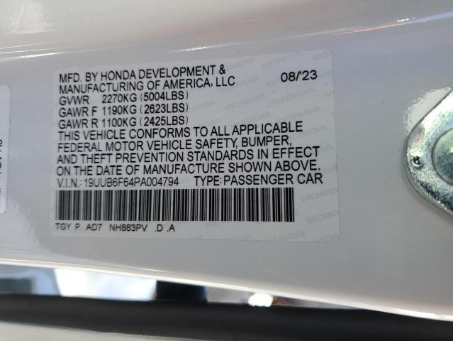 19UUB6F64PA004794 - 2023 ACURA TLX ADVANCE WHITE photo 13