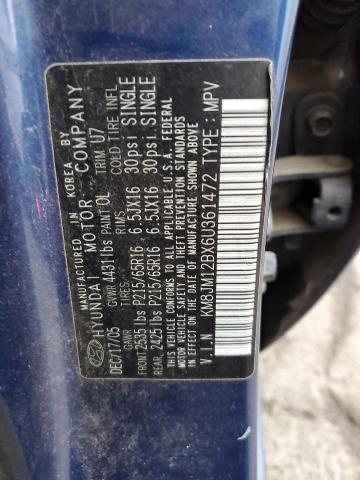 KM8JM12BX6U361472 - 2006 HYUNDAI TUCSON GL BLUE photo 12