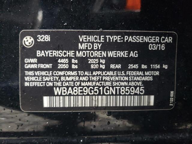 WBA8E9G51GNT85945 - 2016 BMW 328 I SULEV BLACK photo 12