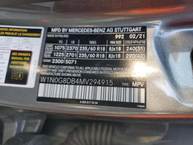 W1N0G8DB4MV294915 - 2021 MERCEDES-BENZ GLC 300 GRAY photo 12