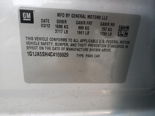 1G1JA5SH4C4169929 - 2012 CHEVROLET SONIC LS 银色 照片 12