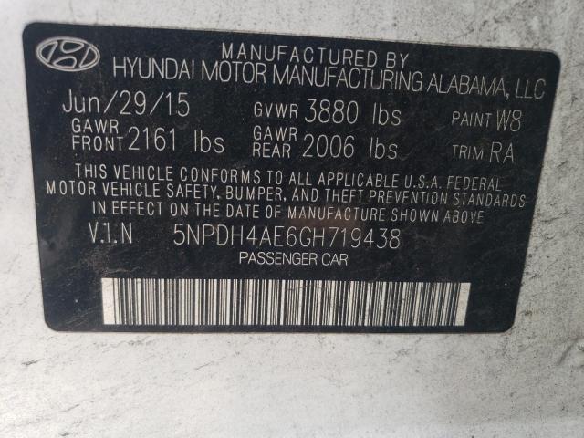 5NPDH4AE6GH719438 - 2016 HYUNDAI ELANTRA SE WHITE photo 12