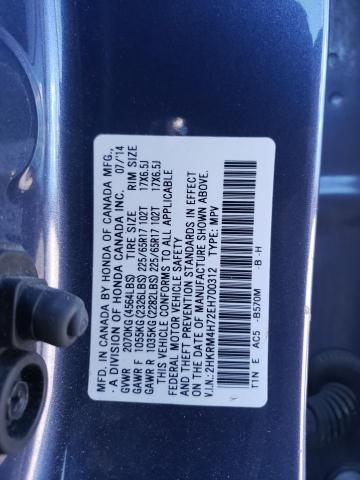 2HKRM4H72EH700312 - 2014 HONDA CR-V EXL BLUE photo 13