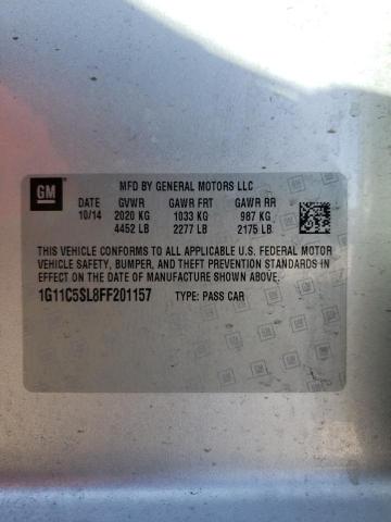 1G11C5SL8FF201157 - 2015 CHEVROLET MALIBU 1LT 银色 照片 12