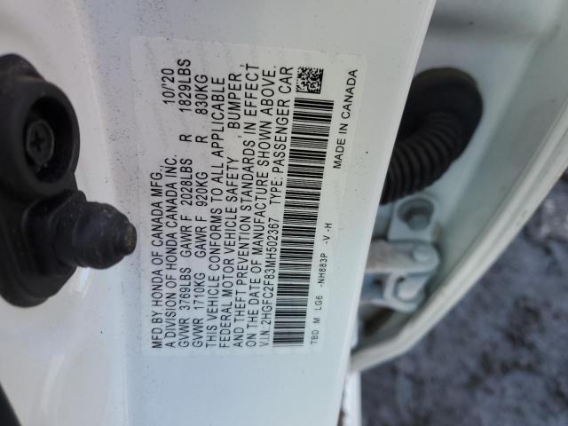 2HGFC2F83MH502367 - 2021 HONDA CIVIC SPORT 白色 照片 12