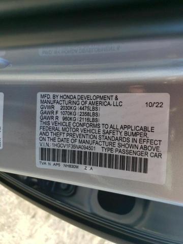 1HGCV1F35NA094501 - 2022 HONDA ACCORD SPORT SILVER photo 13