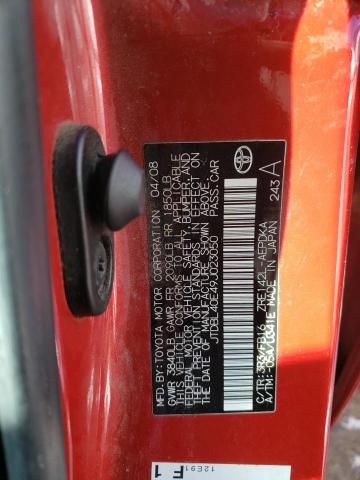 JTDBL40E49J023050 - 2009 TOYOTA COROLLA BASE RED photo 12