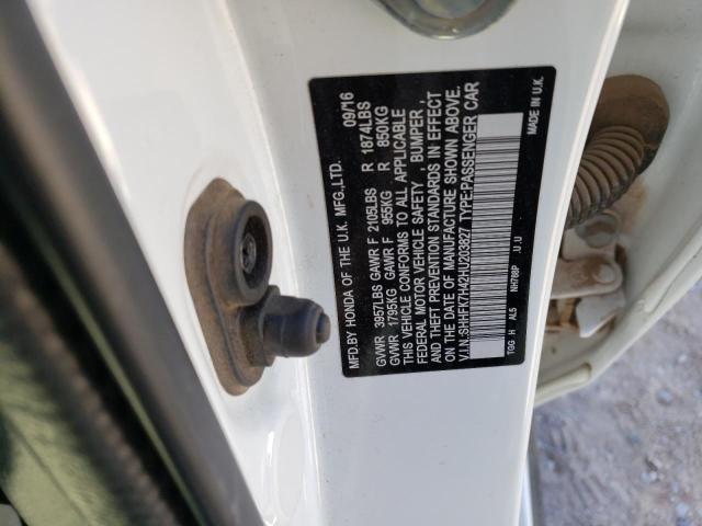 SHHFK7H42HU203827 - 2017 HONDA CIVIC SPORT 白色 照片 12