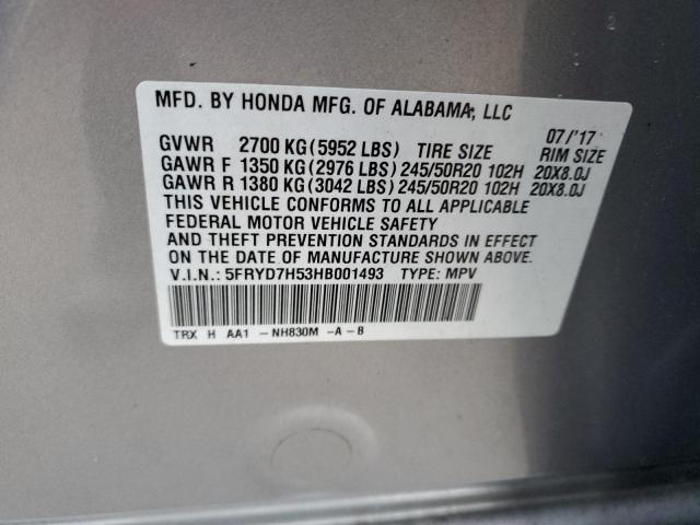 5FRYD7H53HB001493 - 2017 ACURA MDX SPORT HYBRID TECHNOLOGY SILVER photo 12
