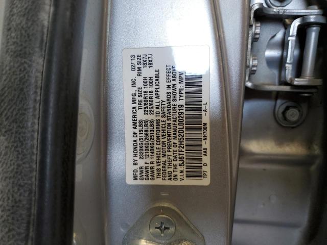 5J6TF2H52DL002919 - 2013 HONDA CROSSTOUR EXL ვერცხლისფერი ფოტო 12