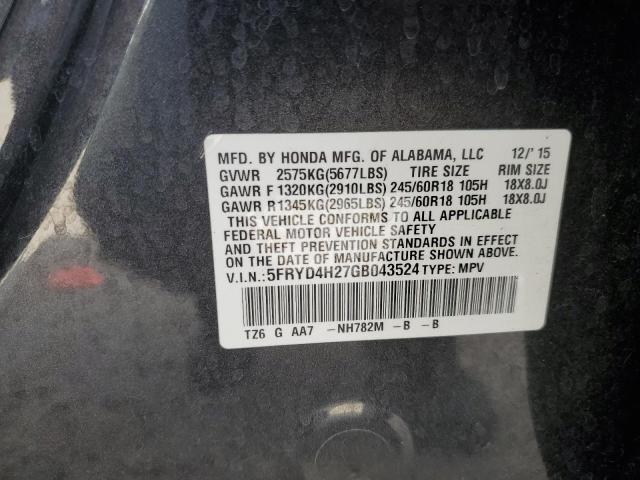 5FRYD4H27GB043524 - 2016 ACURA MDX CHARCOAL photo 13