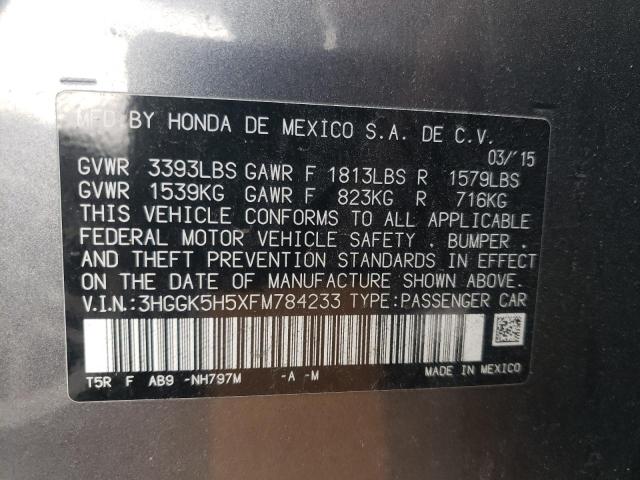 3HGGK5H5XFM784233 - 2015 HONDA FIT LX CHARCOAL photo 12