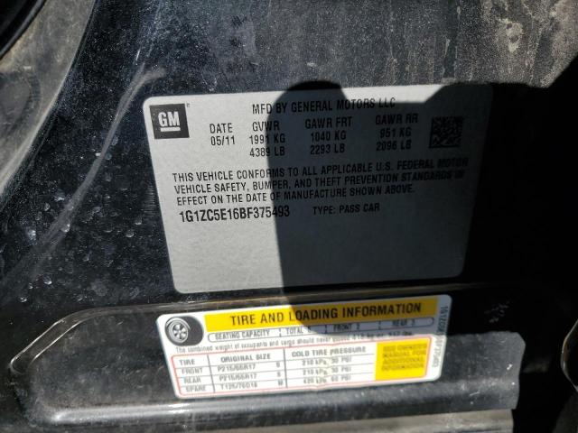 1G1ZC5E16BF375493 - 2011 CHEVROLET MALIBU 1LT CHARCOAL photo 12