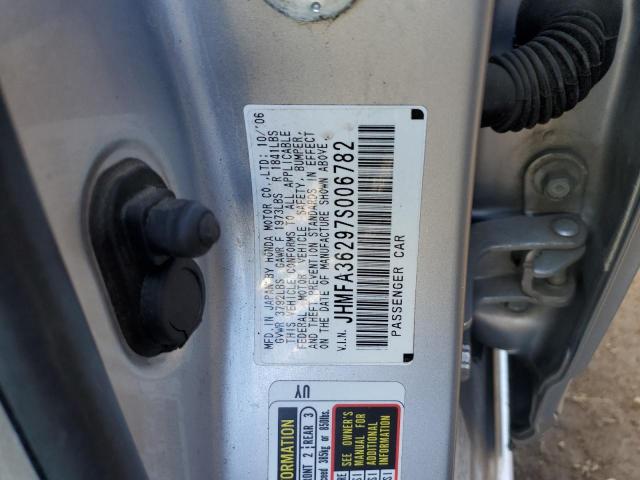 JHMFA36297S006782 - 2007 HONDA CIVIC HYBRID SILVER photo 12