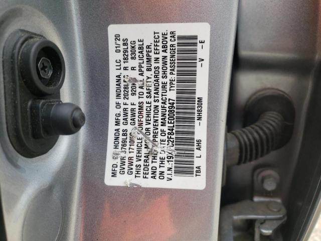 19XFC2F84LE008947 - 2020 HONDA CIVIC SPORT SILVER photo 13