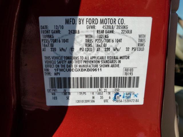 1FMCU0EGXBKB09611 - 2011 FORD ESCAPE LIMITED RED photo 12