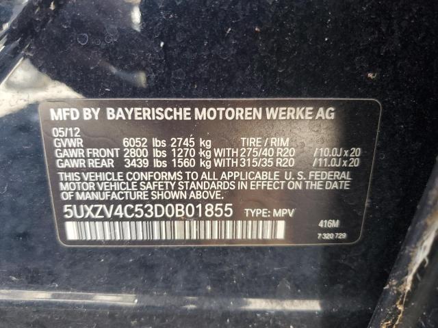 5UXZV4C53D0B01855 - 2013 BMW X5 XDRIVE35I BLACK photo 13